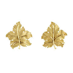 1970s Buccellati Gold Leaf Earclips