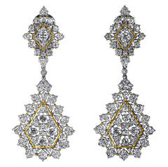 Buccellati Diamond and Two-Tone Gold Day-and-Night Pendant Earclips