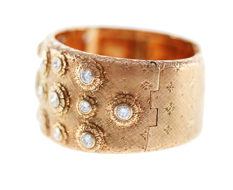 Buccellati Diamond and Rose Gold Cuff Bracelet In Good Condition In Atlanta, GA