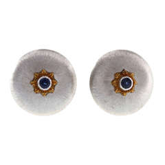 Vintage Buccellati Sapphire and Gold 'Macri' Earclips