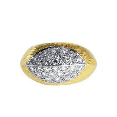 1970s Van Cleef & Arpels Diamond Gold Bombe Ring
