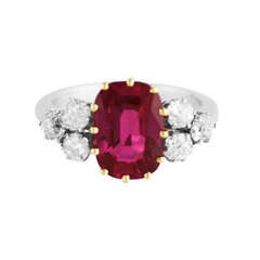 Burma Ruby, Diamond, Platinum and Gold Ring