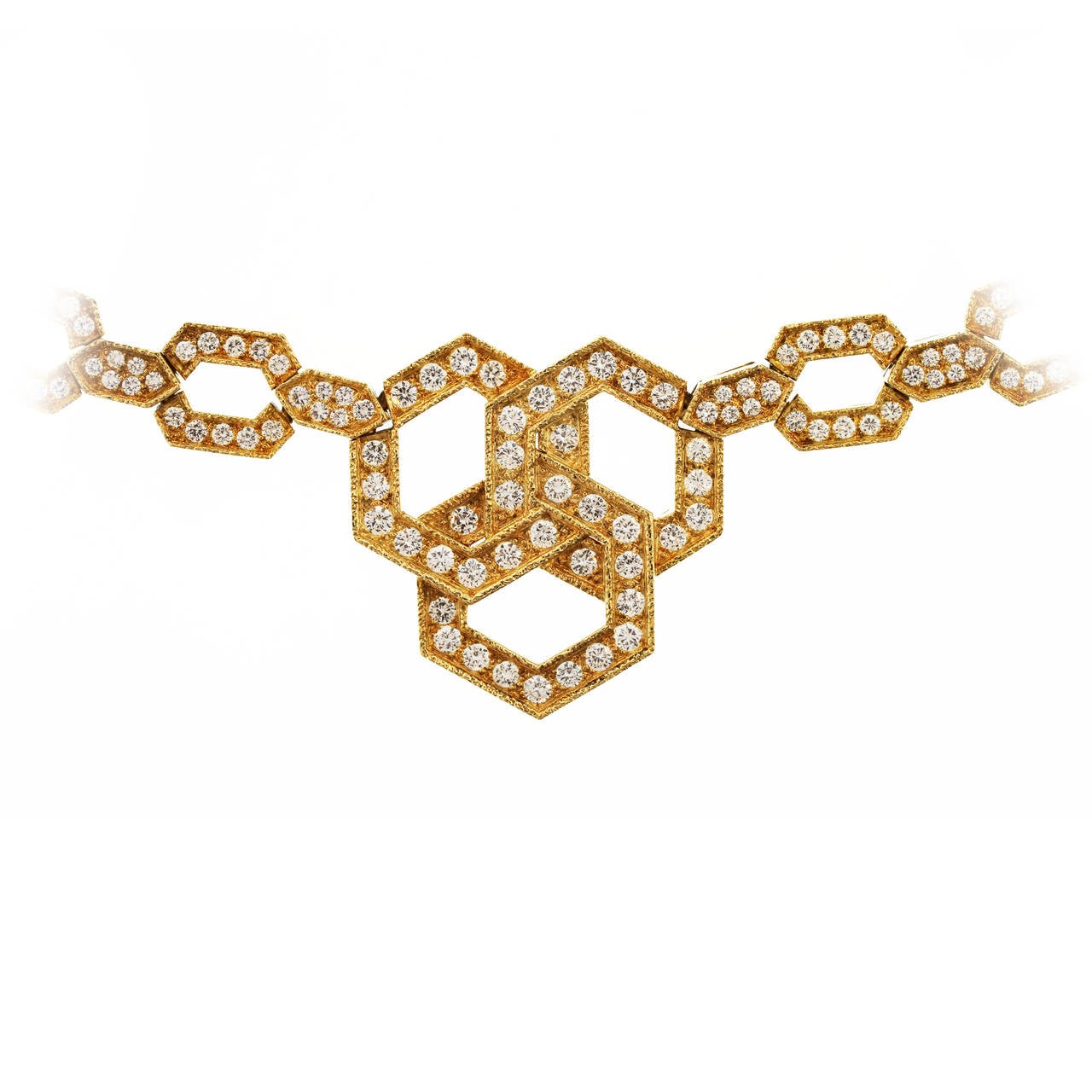Van Cleef & Arpels Diamond Gold Necklace/Bracelet Combination For Sale