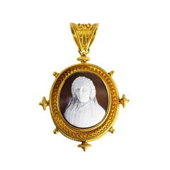 Archaeological Revival Gold and Shell Cameo Pendant-Brooch 3