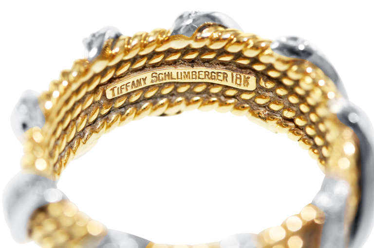 Schlumberger for Tiffany & Co. Diamond Gold Band Ring In Good Condition In Atlanta, GA