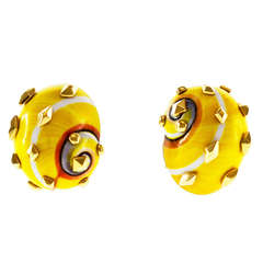 Trianon Shell and Gold Earclips