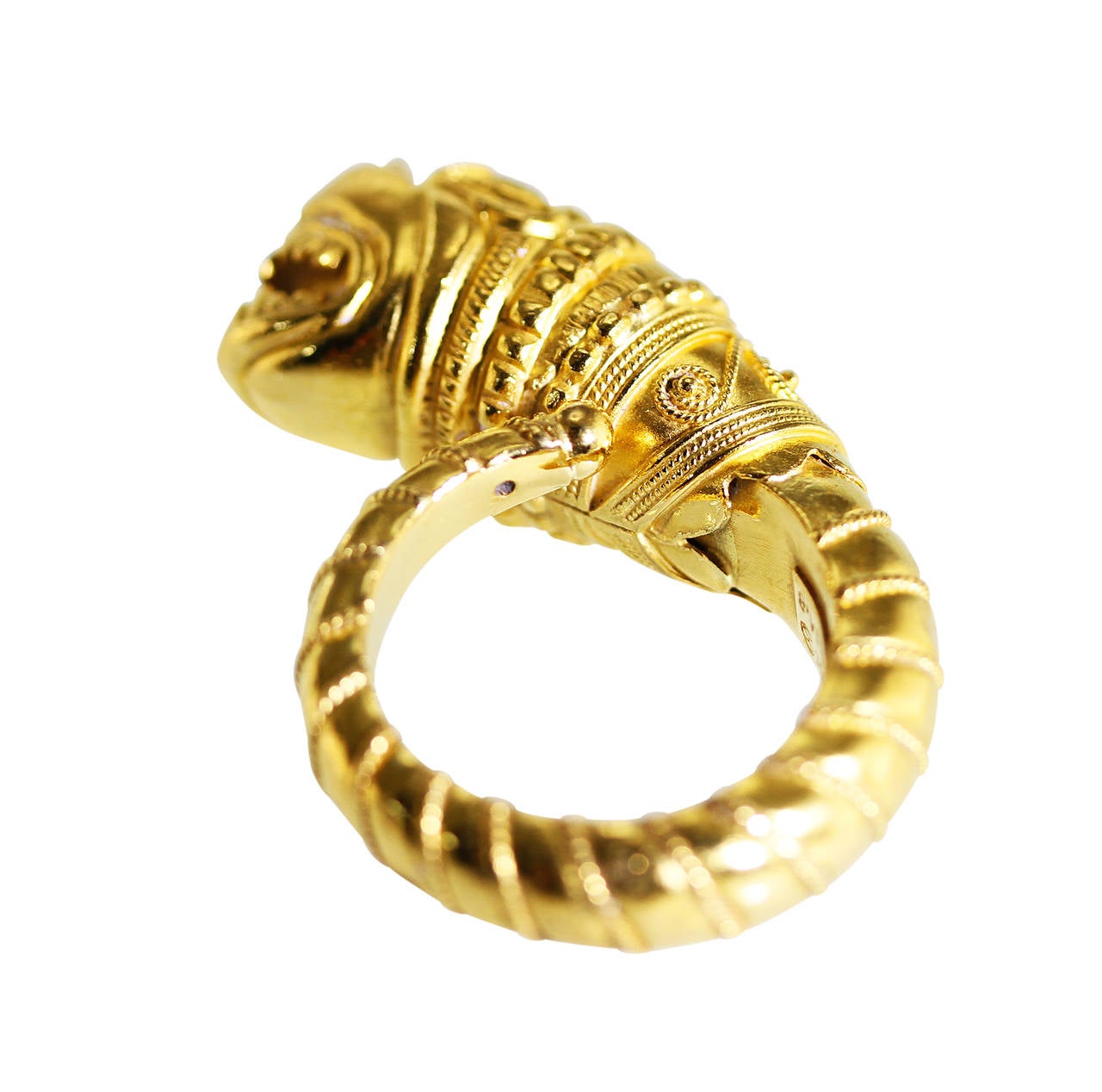 Lalaounis Yellow Gold Lion's Head Ring In Excellent Condition In Atlanta, GA
