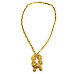 22K Lalaounis Classic Herculean Knot Gold Pendant Necklace