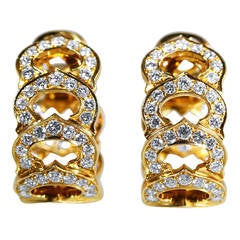 Cartier Diamond Gold C Motif Hoop Earclips 7