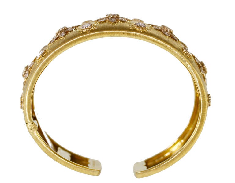 Women's Buccellati Diamond Gold Cuff Bracelet