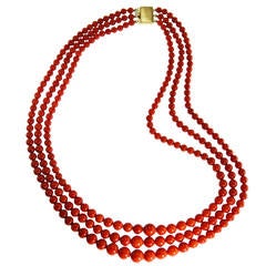 Coral Bead and Gold Necklace