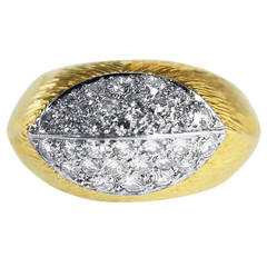 1970s Van Cleef & Arpels Diamond and Gold Bombe Ring