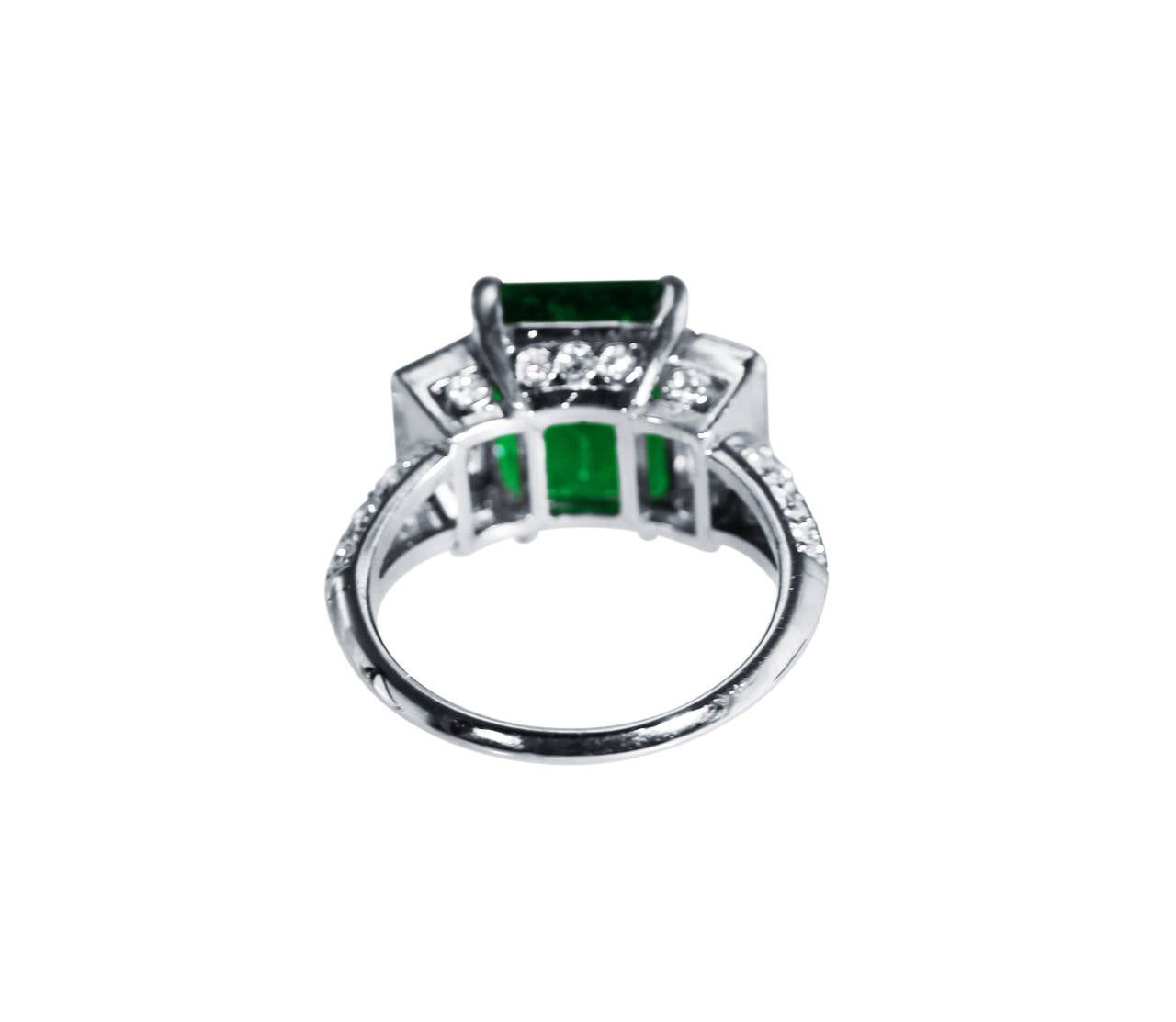 Women's Emerald, Diamond and Platinum Ring