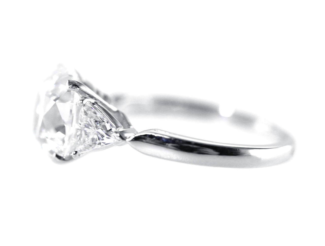 Women's Rare 4.02 Carat Old Mine Cut E Color Internally Flawless Diamond Ring