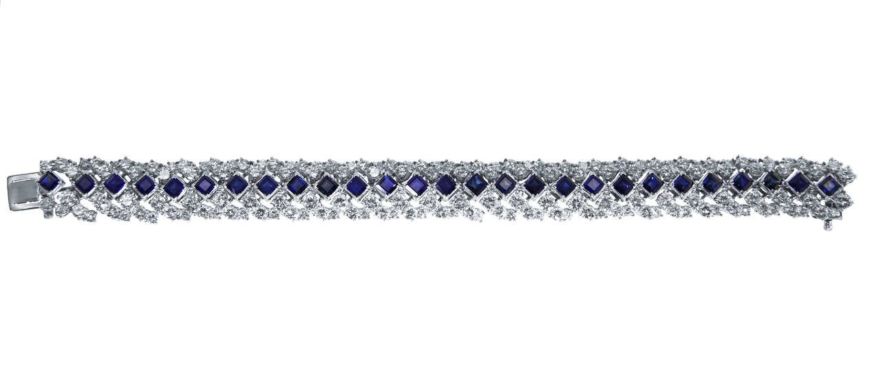 Oscar Heyman Sapphire and Diamond Bracelet In Excellent Condition In Atlanta, GA