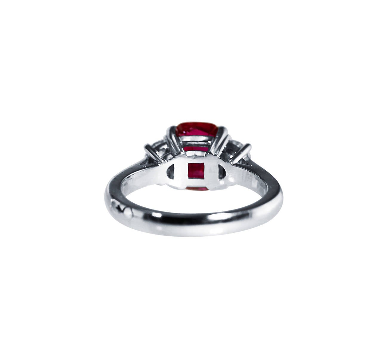 Women's Burma Ruby, Diamond and Platinum Ring For Sale