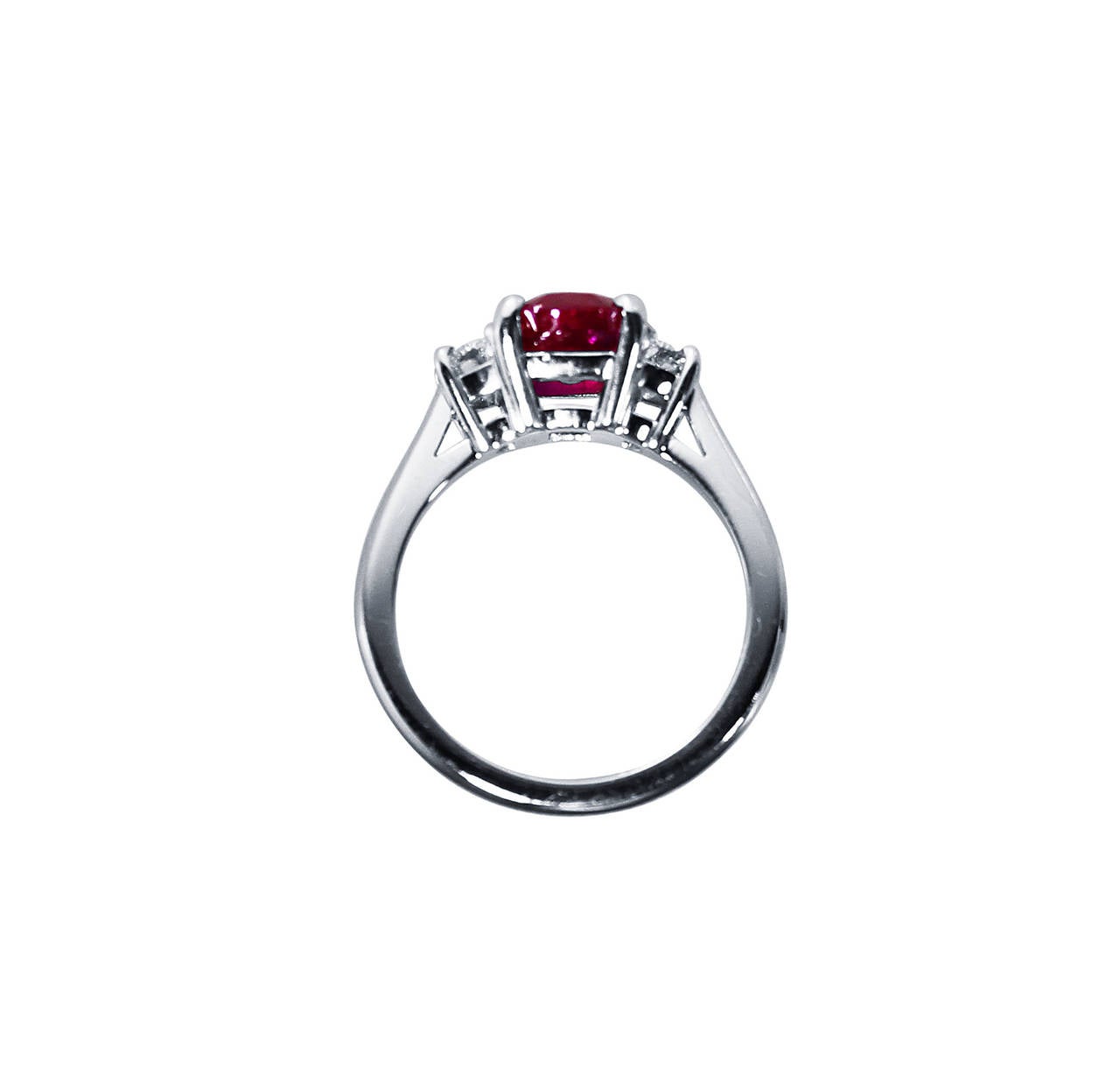 Burma Ruby, Diamond and Platinum Ring For Sale 1