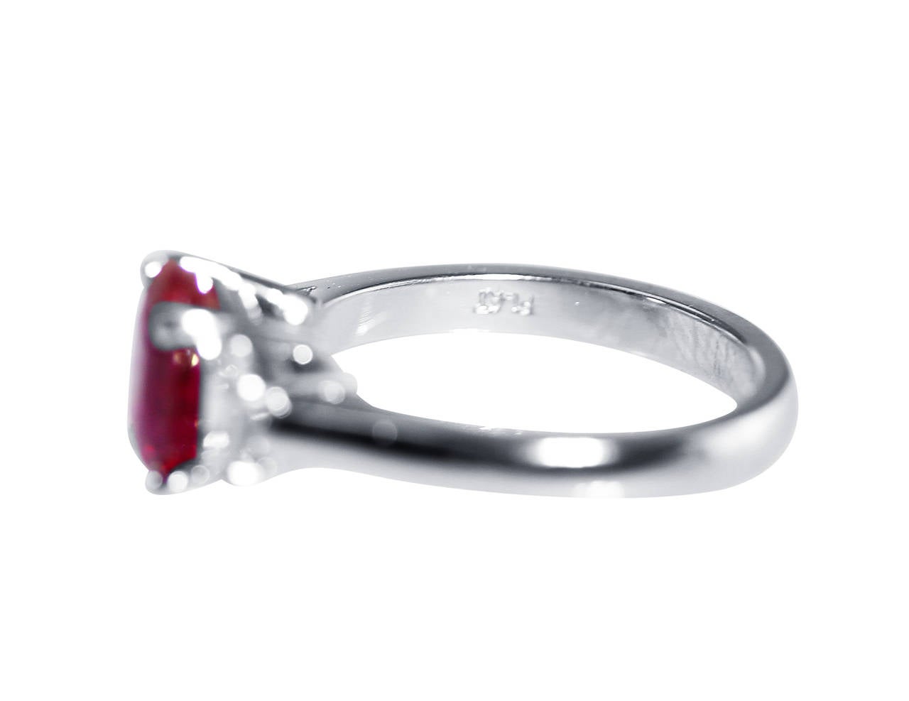 Burma Ruby, Diamond and Platinum Ring For Sale 2