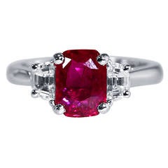 Burma Ruby, Diamond and Platinum Ring