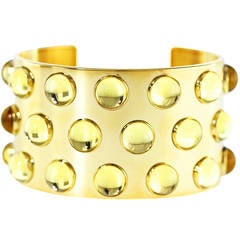 Lalique Glass and Gold Plated Cuff Bracelet