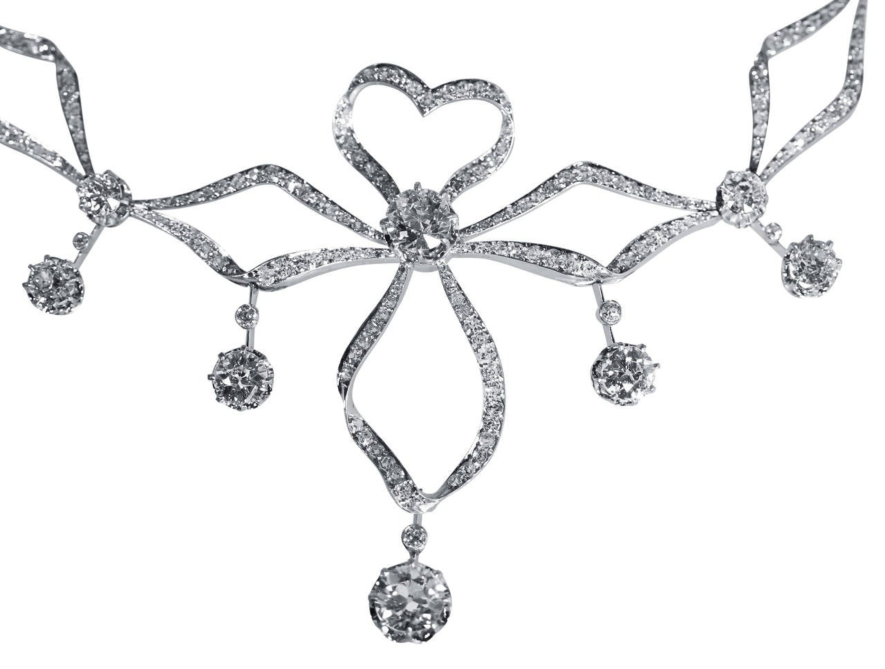 Edwardian Diamond Platinum Necklace In Good Condition In Atlanta, GA