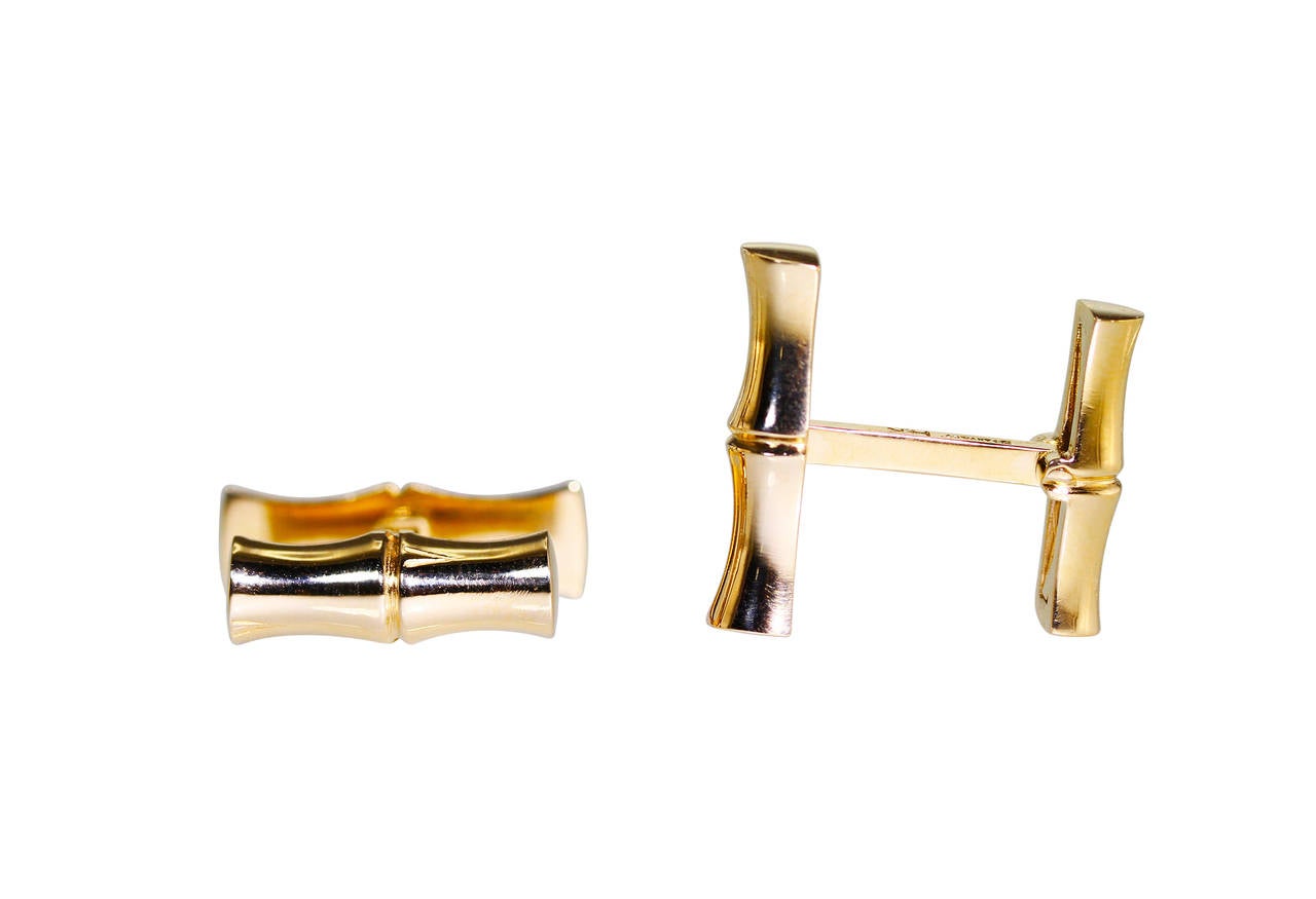 Tiffany & Co. Gold Bamboo Cufflinks In Excellent Condition In Atlanta, GA