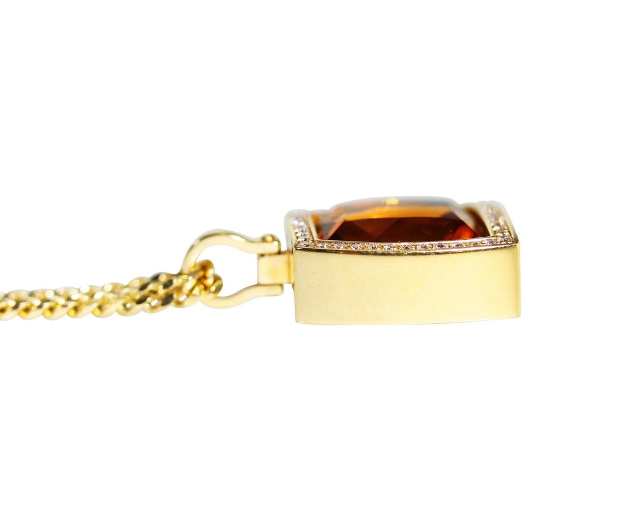 Cartier Citrine Diamond Gold Pendant Necklace In Excellent Condition In Atlanta, GA