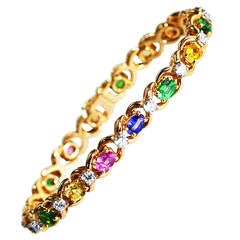 Oscar Heyman & Brothers Colored Stone Diamond Gold Platinum Link Bracelet
