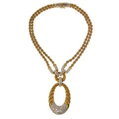 Boucheron Diamond Gold Pendant Necklace 1950s