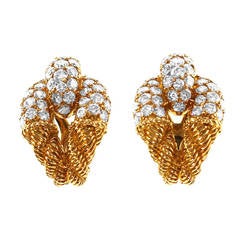 Boucheron Diamond Gold Earclips 1950s