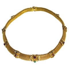 Lalaounis Colored Stone Diamond Gold Necklace