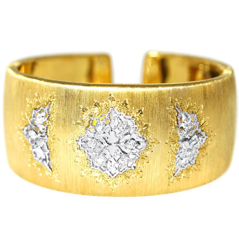 Buccellati Diamond Gold Cuff Bracelet