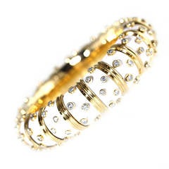 Tiffany & Co. Schlumberger White Enamel Diamond Bangle Bracelet