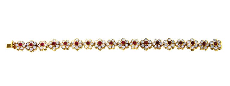 Van Cleef & Arpels Ruby Diamond Gold Bracelet In Good Condition In Atlanta, GA