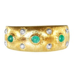 Buccellati Emerald Diamond Gold Cuff Bracelet