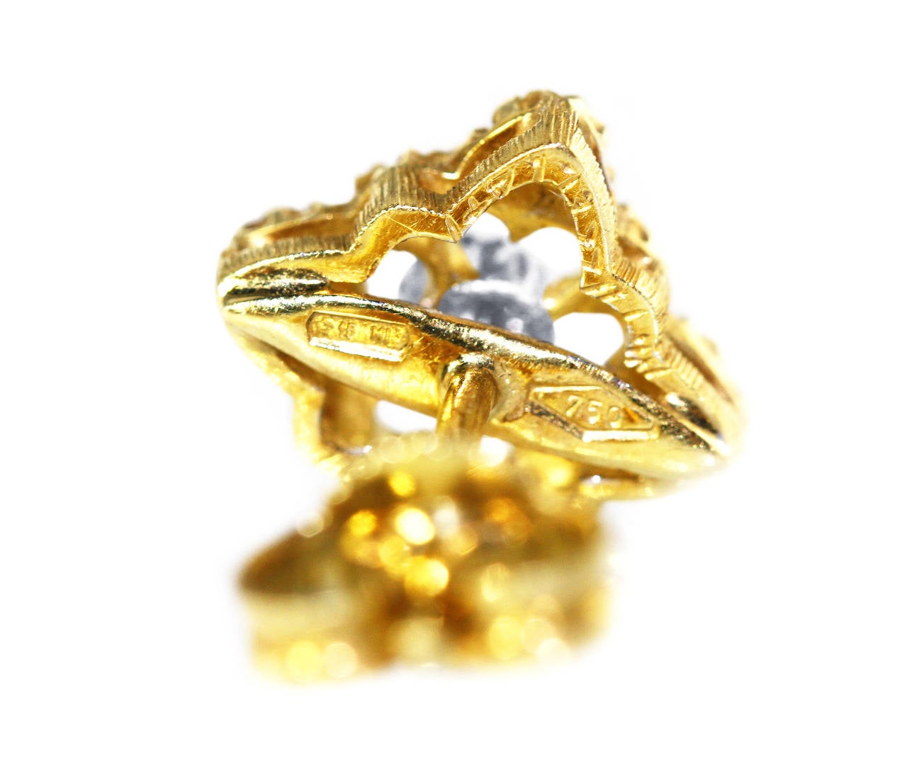 Women's Buccellati Diamond Yellow Gold Stud Earrings