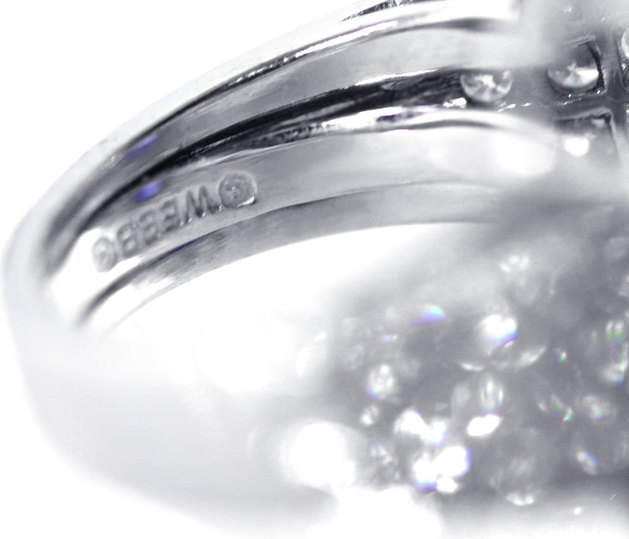 David Webb Ceylon Sapphire Diamond Platinum Ring 2