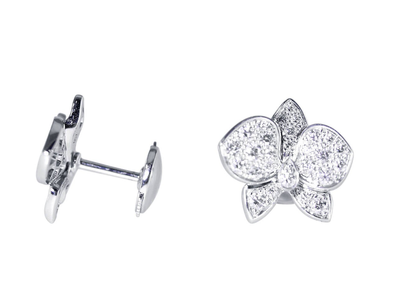 Cartier Diamond and White Gold Orchid Earrings