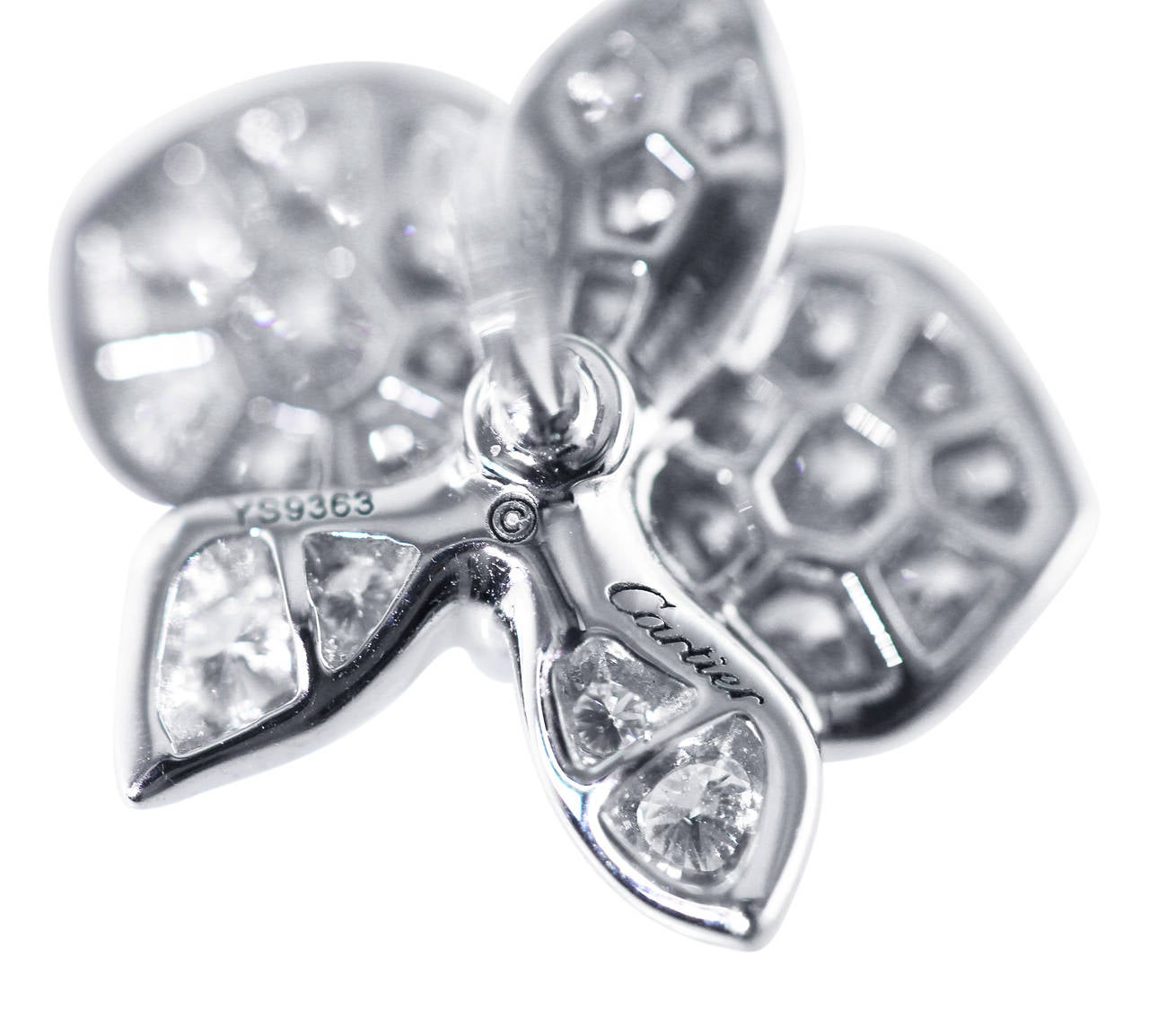 Women's Cartier Diamond and White Gold Orchid Earrings