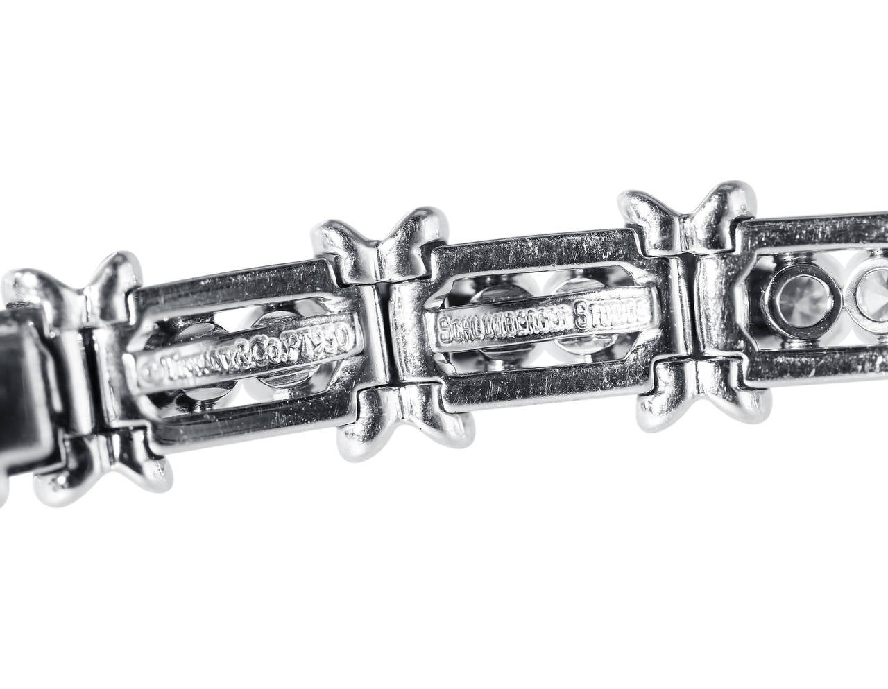 Tiffany & Co. Schlumberger Diamond Platinum 36 Stone Bracelet For Sale 1