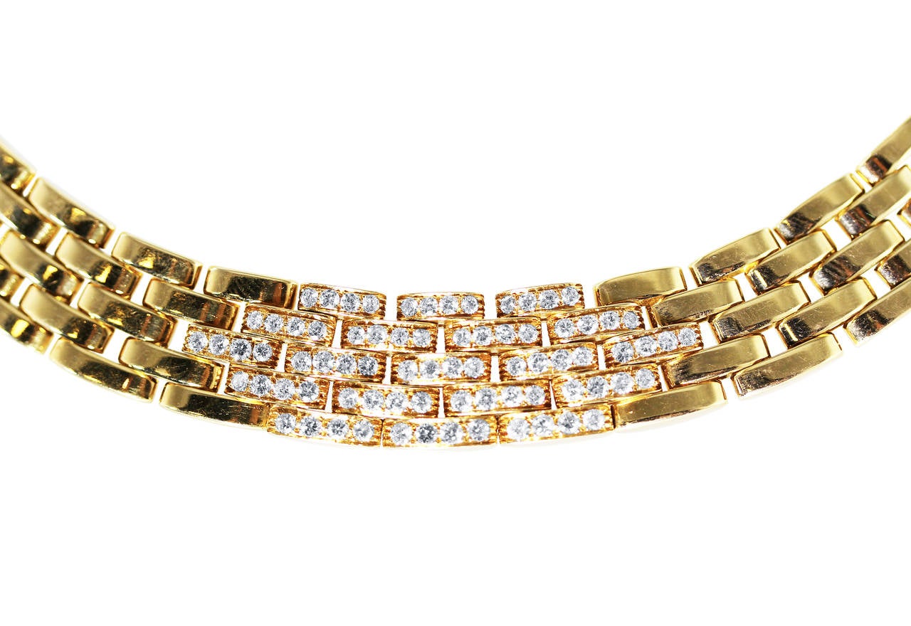 Cartier Diamond Gold Panthere Necklace In Excellent Condition For Sale In Atlanta, GA