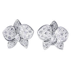 Cartier Diamond and White Gold Orchid Earrings