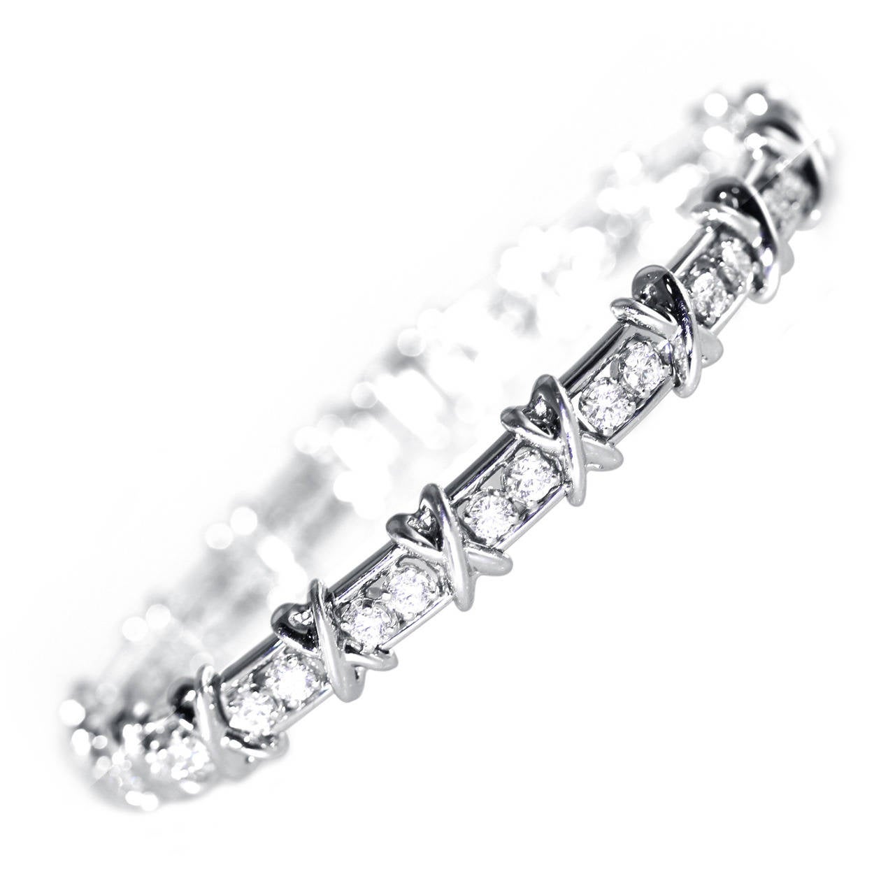 Tiffany & Co. Schlumberger Diamond Platinum 36 Stone Bracelet For Sale