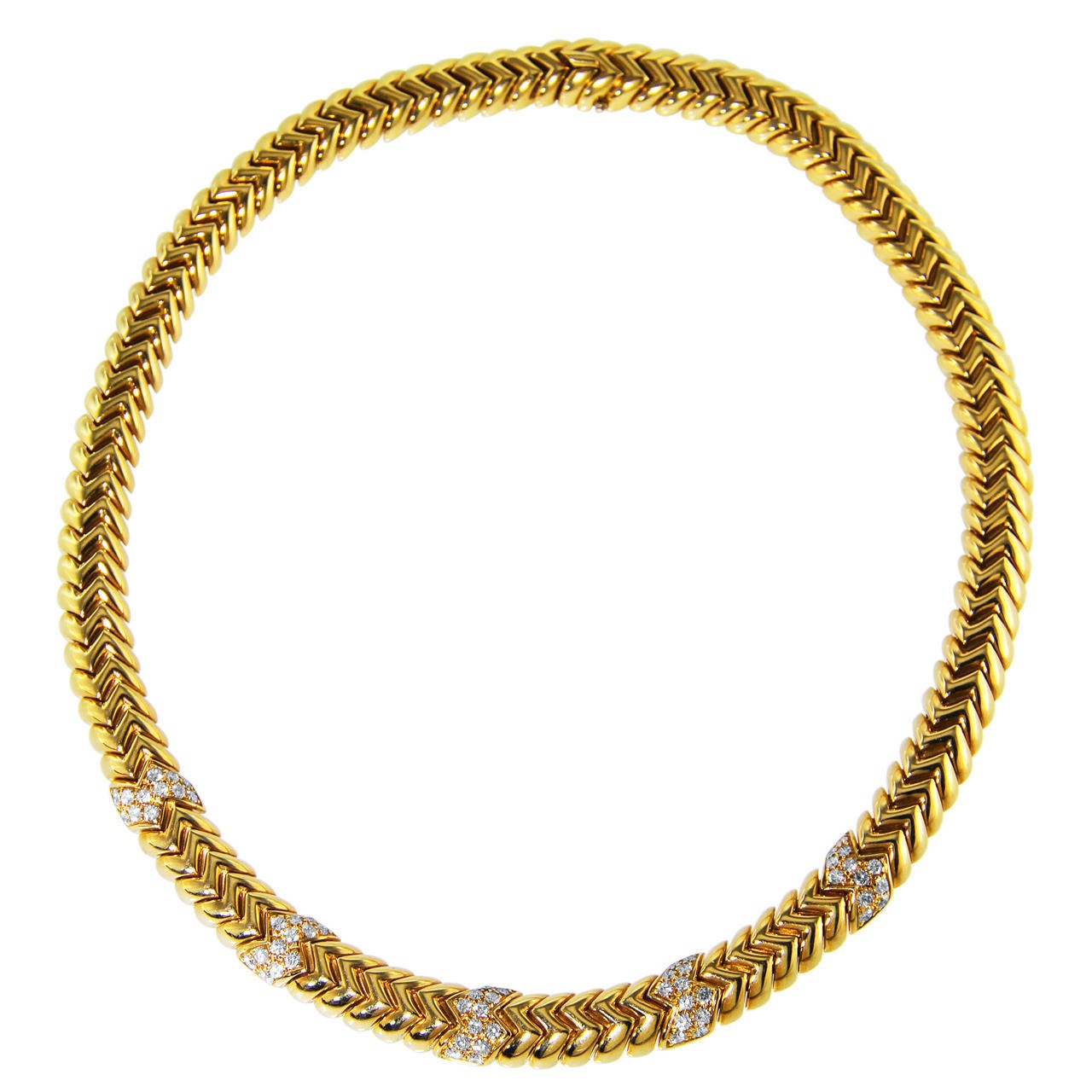 Bulgari Diamond Gold Spiga Necklace