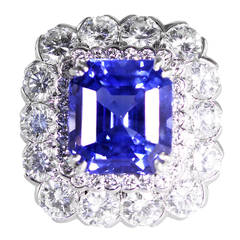 David Webb Ceylon Sapphire Diamond Platinum Ring