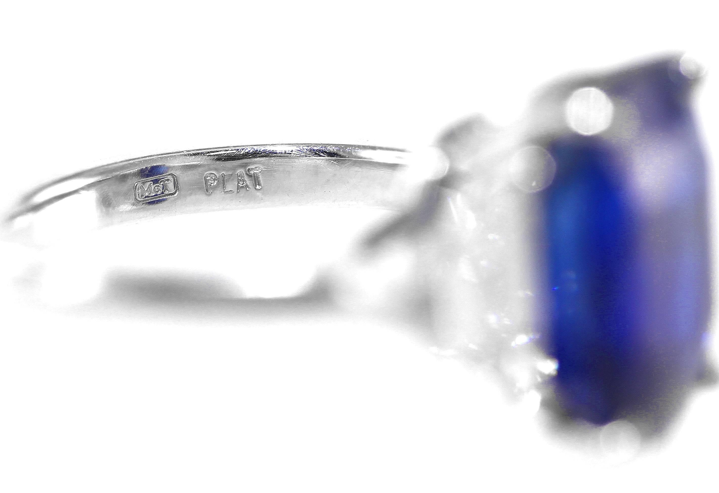 12.65 carat royal blue sapphire Diamond platinum Ring 2