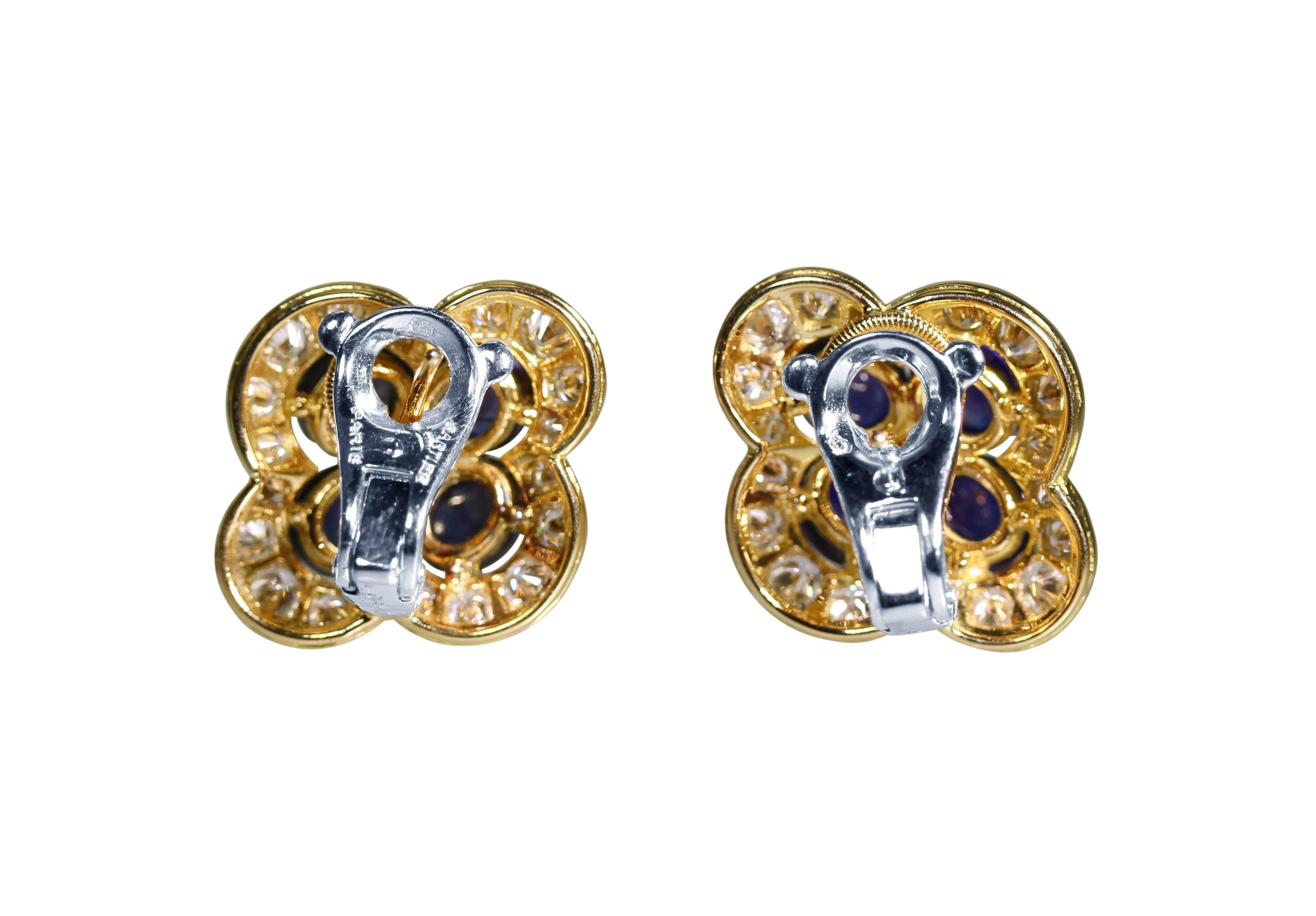 Women's Cartier Sapphire Diamond Gold Earclips