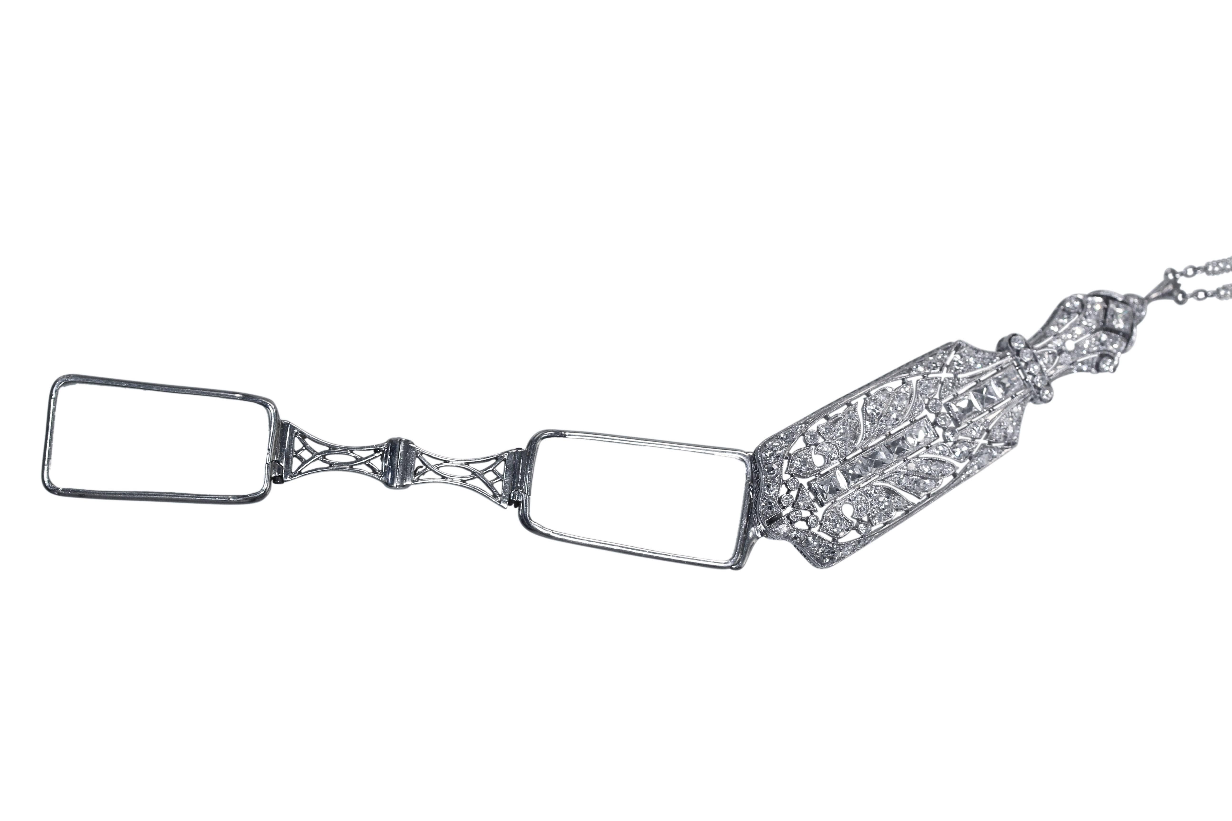 Art Deco Diamond and Platinum Lorgnette Longchain 1