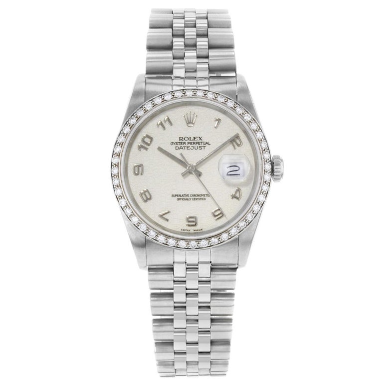 Rolex Datejust 16014 Custom Black Diamond Dial 1983 Holes Steel Men’s