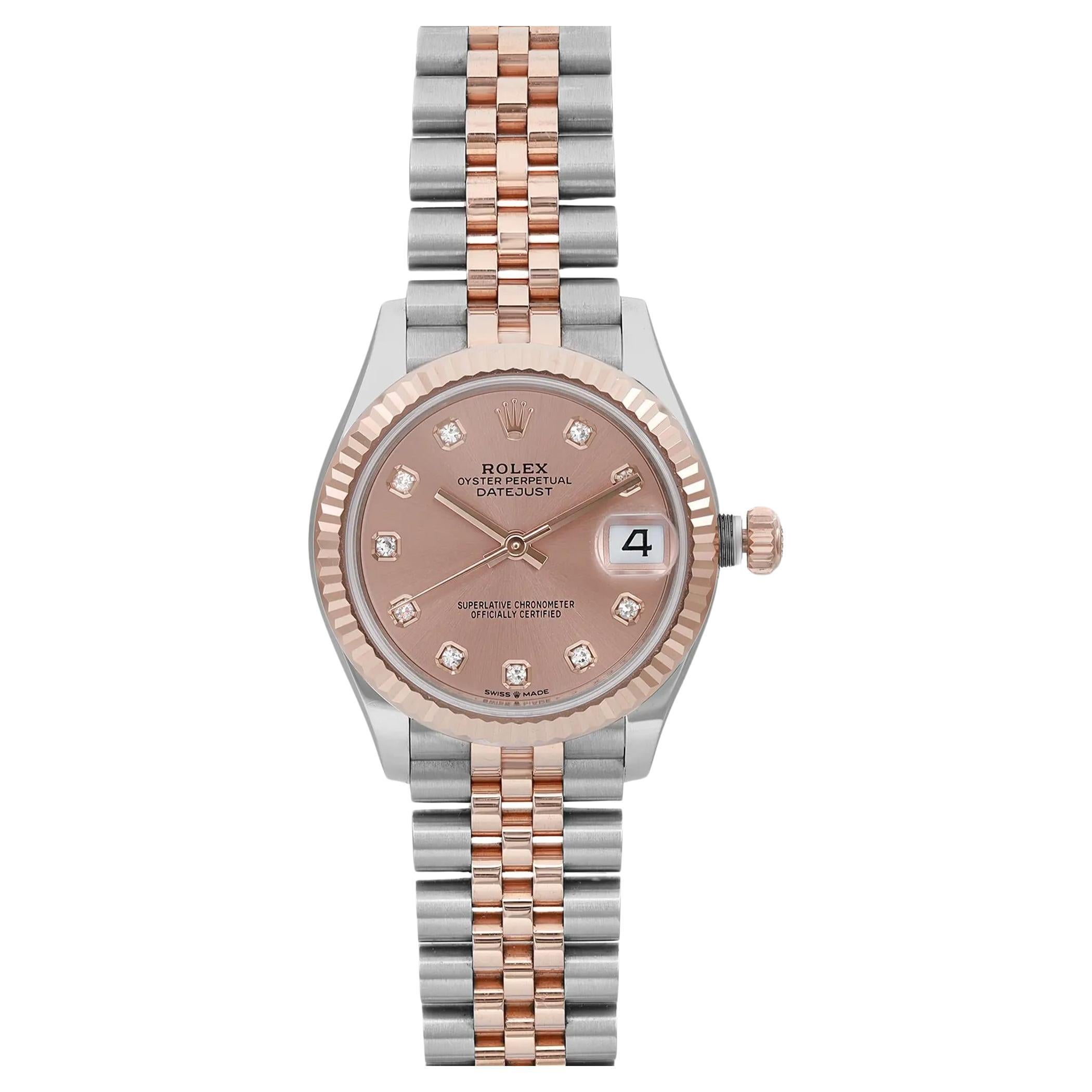 Rolex Datejust 31 18K Rose Gold Steel Pink Diamond Dial Ladies Watch 278271